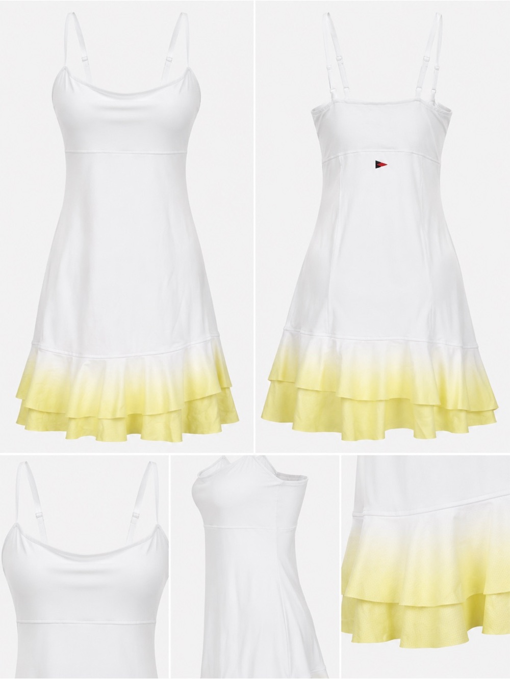 NWT InPhorm White & Zest Ombre Tennis Dress Size Small Athletic Ruffle Hem